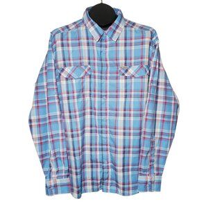 Columbia Kestrel Trail Long Sleeve Button Up Shirt Plaid Vented Omni-Shade